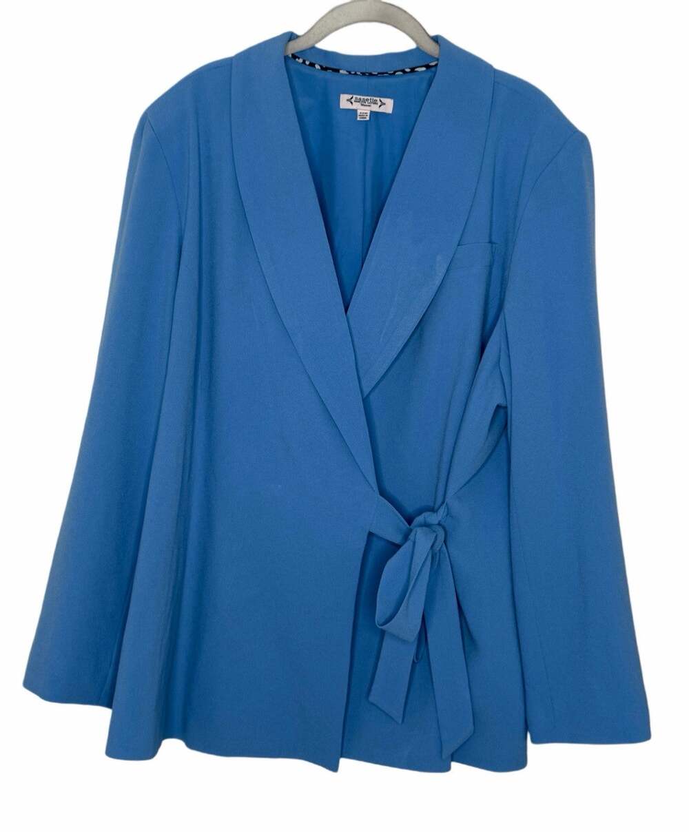 Nanette Lepore Women’s Light Blue Wrap Crepe Blazer Plus Size 22